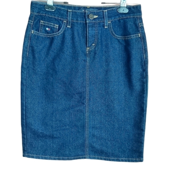 📣2/40$📣 Tommy Hilfiger vintage hight waisted jeans skirt Y2K - Picture 1 of 8